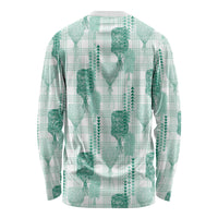Aloha Hawaii Vintage Kahili Pa'a Lima Long Sleeve Shirt Palaka Print Mossy Teal