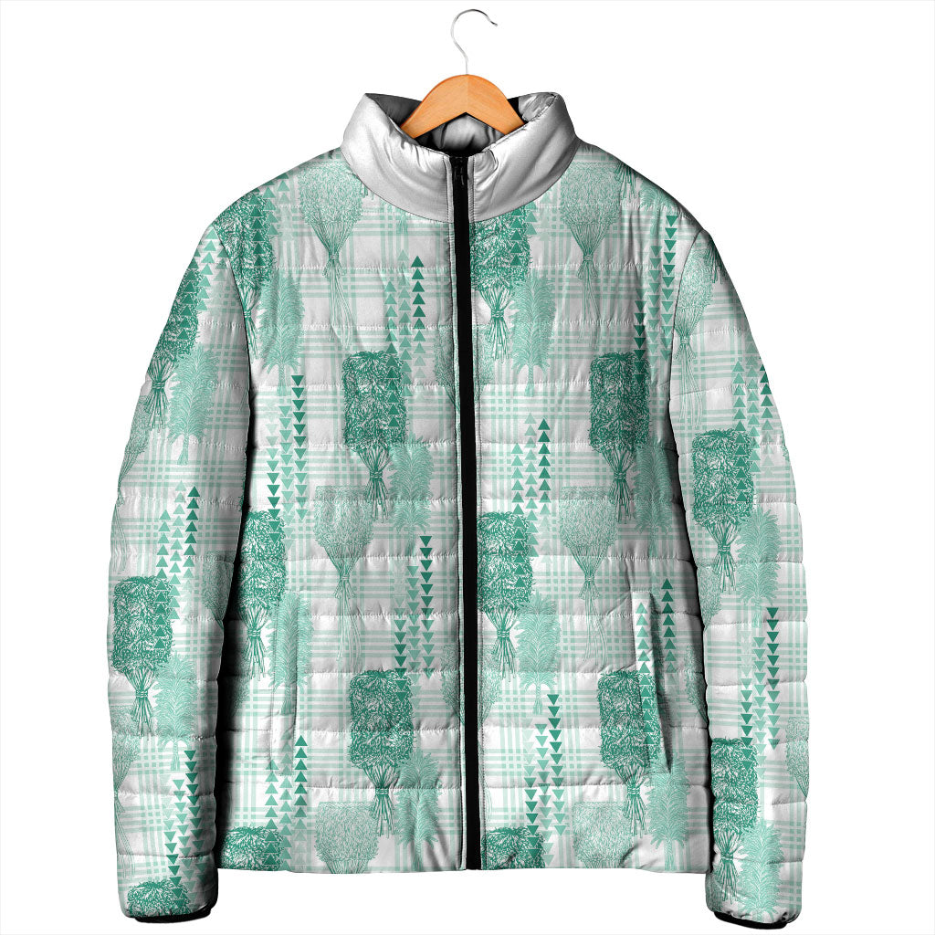 Aloha Hawaii Vintage Kahili Pa'a Lima Padded Jacket Palaka Print Mossy Teal