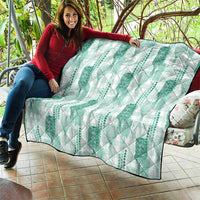 Aloha Hawaii Vintage Kahili Pa'a Lima Quilt Palaka Print Mossy Teal