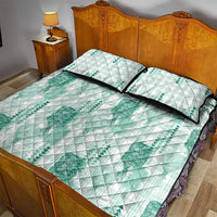 Aloha Hawaii Vintage Kahili Pa'a Lima Quilt Bed Set Palaka Print Mossy Teal