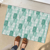 Aloha Hawaii Vintage Kahili Pa'a Lima Rubber Doormat Palaka Print Mossy Teal