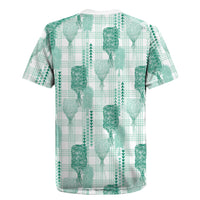 Aloha Hawaii Vintage Kahili Pa'a Lima Rugby Jersey Palaka Print Mossy Teal