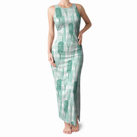 Aloha Hawaii Vintage Kahili Pa'a Lima Tank Maxi Dress Palaka Print Mossy Teal