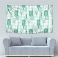 Aloha Hawaii Vintage Kahili Pa'a Lima Tapestry Palaka Print Mossy Teal