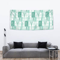 Aloha Hawaii Vintage Kahili Pa'a Lima Tapestry Palaka Print Mossy Teal