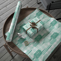 Aloha Hawaii Vintage Kahili Pa'a Lima Wrapping Paper Palaka Print Mossy Teal