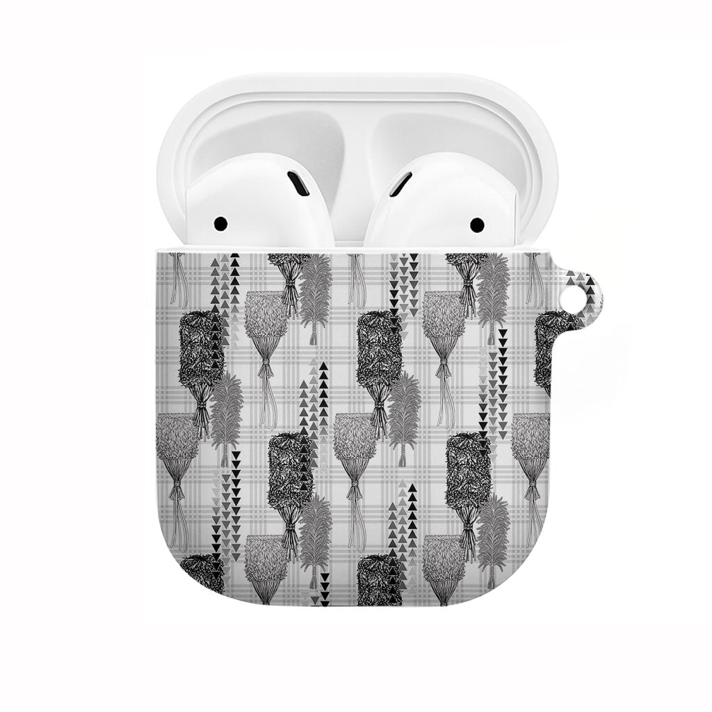 Aloha Hawaii Vintage Kahili Pa'a Lima AirPods Case Palaka Print Hinahina