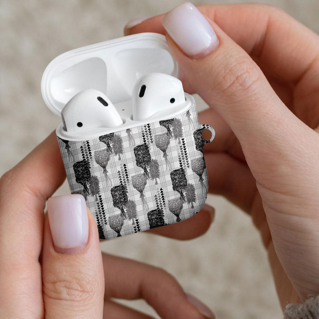 Aloha Hawaii Vintage Kahili Pa'a Lima AirPods Case Palaka Print Hinahina
