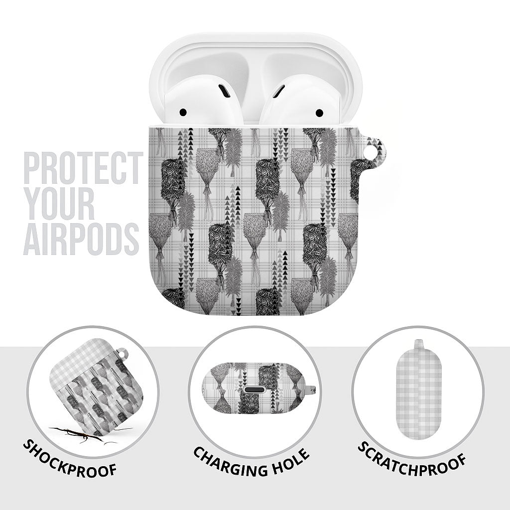Aloha Hawaii Vintage Kahili Pa'a Lima AirPods Case Palaka Print Hinahina