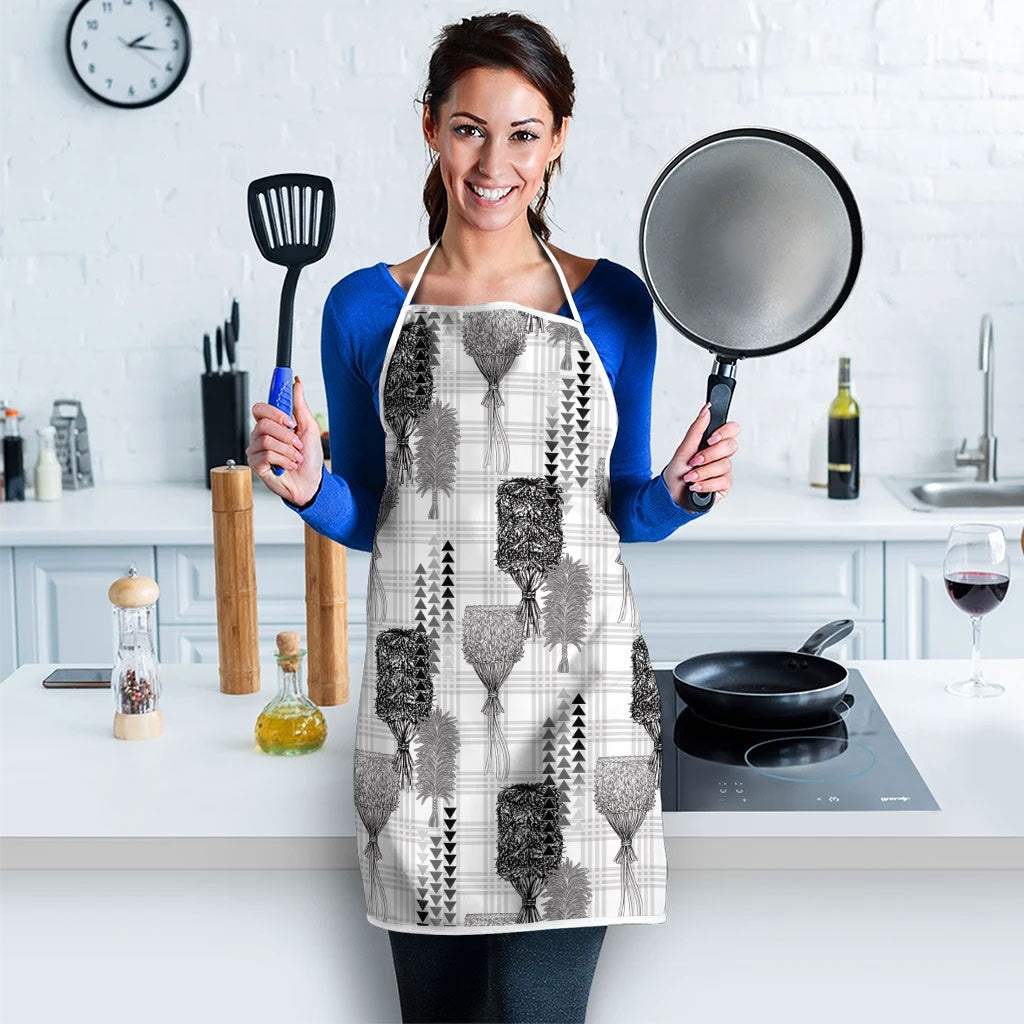 Aloha Hawaii Vintage Kahili Pa'a Lima Apron Palaka Print Hinahina