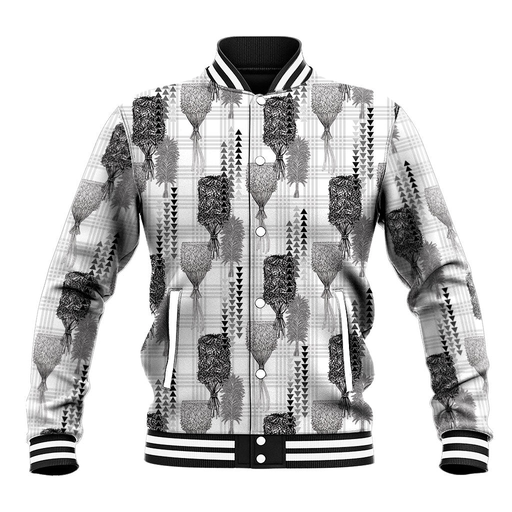 Aloha Hawaii Vintage Kahili Pa'a Lima Baseball Jacket Palaka Print Hinahina LT7 Unisex Gray - Polynesian Pride