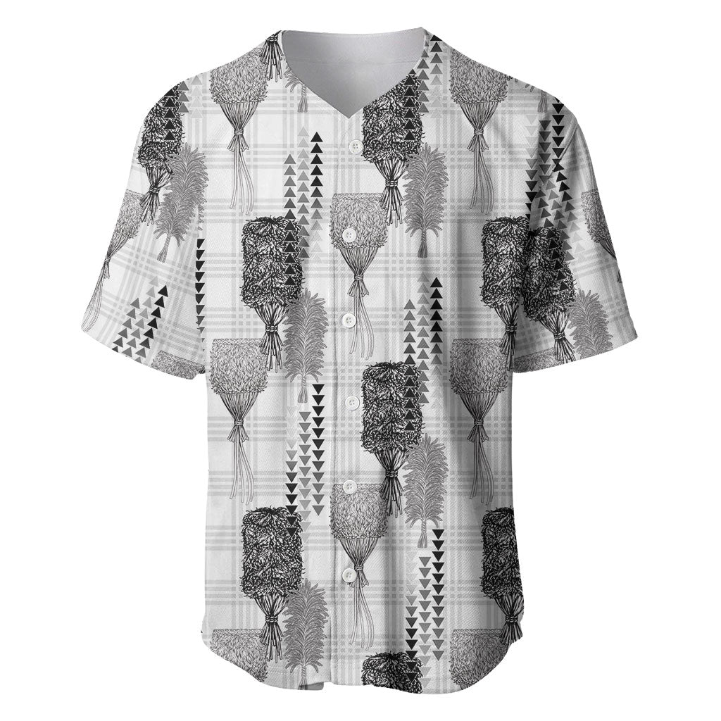 Aloha Hawaii Vintage Kahili Pa'a Lima Baseball Jersey Palaka Print Hinahina LT7 Gray - Polynesian Pride