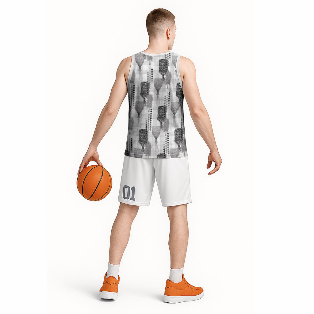 Aloha Hawaii Vintage Kahili Pa'a Lima Basketball Jersey Palaka Print Hinahina