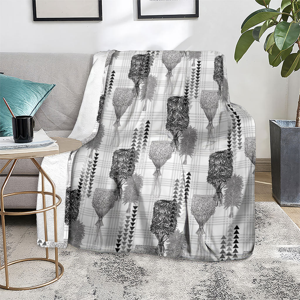 Aloha Hawaii Vintage Kahili Pa'a Lima Blanket Palaka Print Hinahina