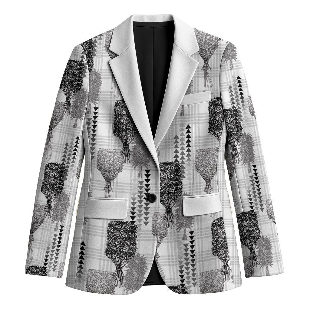 Aloha Hawaii Vintage Kahili Pa'a Lima Blazer Palaka Print Hinahina