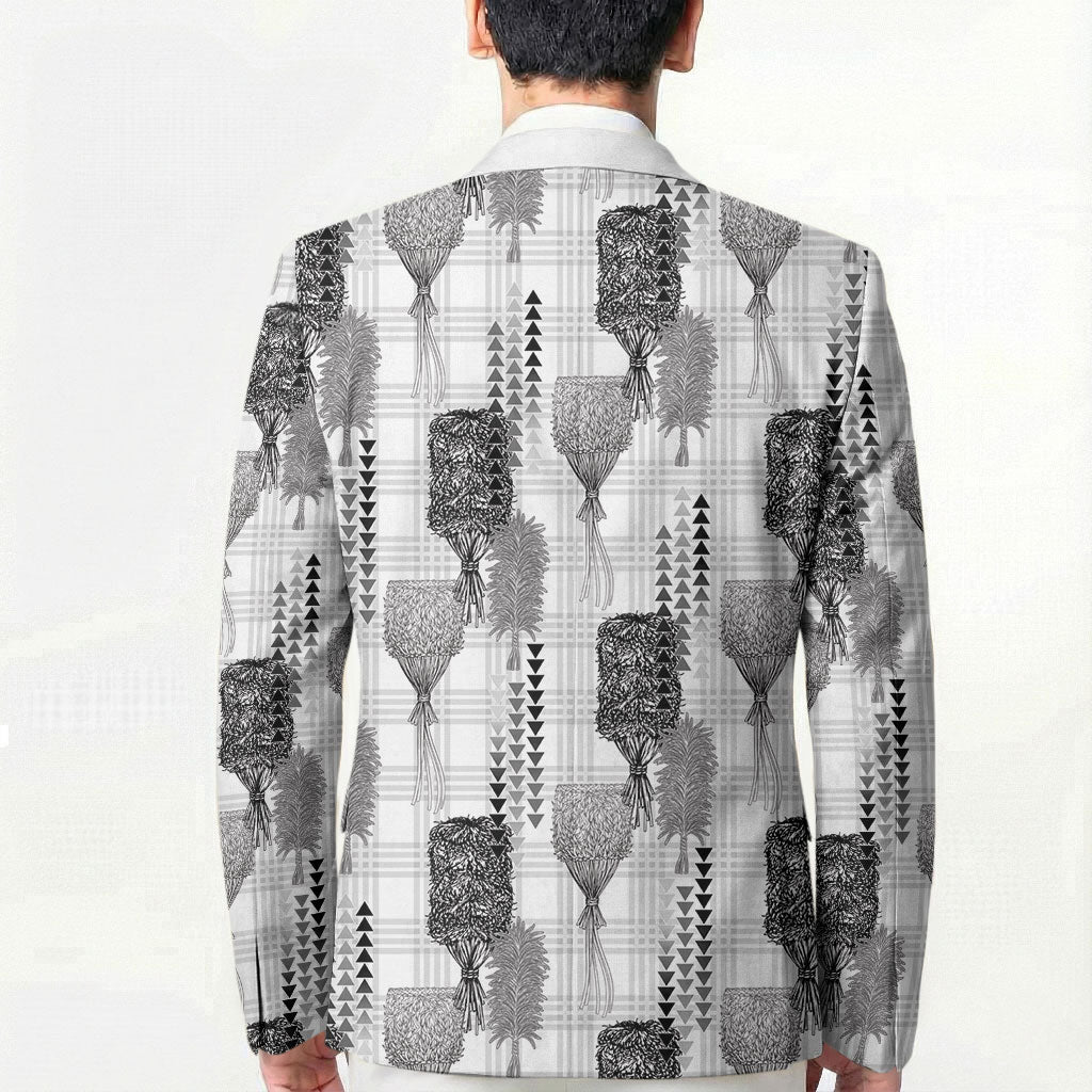 Aloha Hawaii Vintage Kahili Pa'a Lima Blazer Palaka Print Hinahina