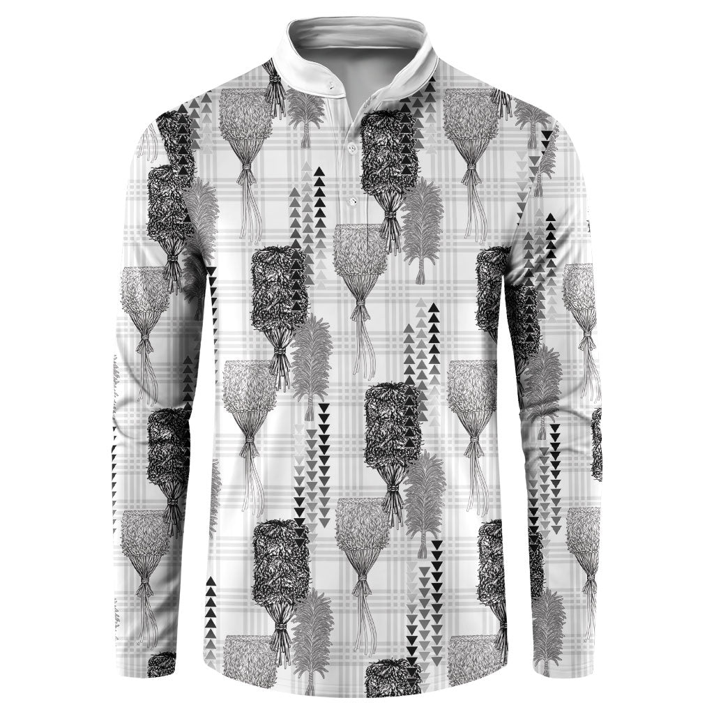 Aloha Hawaii Vintage Kahili Pa'a Lima Button Sweatshirt Palaka Print Hinahina