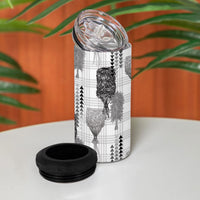 Aloha Hawaii Vintage Kahili Pa'a Lima 4 in 1 Can Cooler Tumbler Palaka Print Hinahina