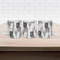 Aloha Hawaii Vintage Kahili Pa'a Lima Ceramic Mug Palaka Print Hinahina