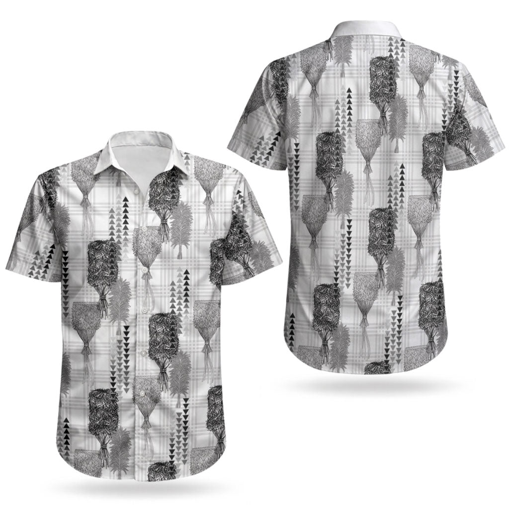Aloha Hawaii Vintage Kahili Pa'a Lima Couples Matching Off Shoulder Maxi Dress and Hawaiian Shirt Palaka Print Hinahina