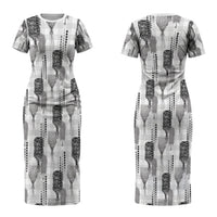Aloha Hawaii Vintage Kahili Pa'a Lima Couples Matching Short Sleeve Bodycon Dress and Long Sleeve Button Shirt Palaka Print Hinahina
