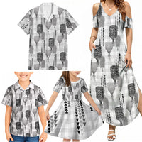 Aloha Hawaii Vintage Kahili Pa'a Lima Family Matching Summer Maxi Dress and Hawaiian Shirt Palaka Print Hinahina