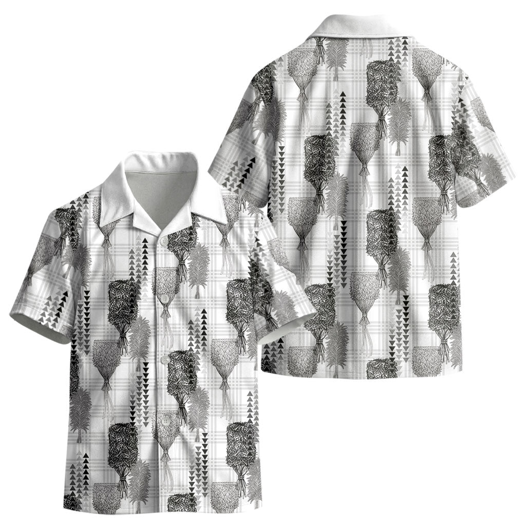 Aloha Hawaii Vintage Kahili Pa'a Lima Kid Hawaiian Shirt Palaka Print Hinahina