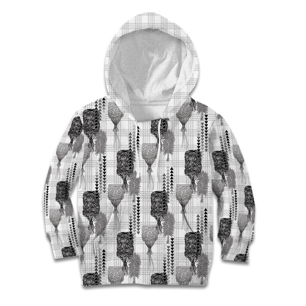 Aloha Hawaii Vintage Kahili Pa'a Lima Kid Hoodie Palaka Print Hinahina