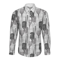 Aloha Hawaii Vintage Kahili Pa'a Lima Long Sleeve Button Shirt Palaka Print Hinahina