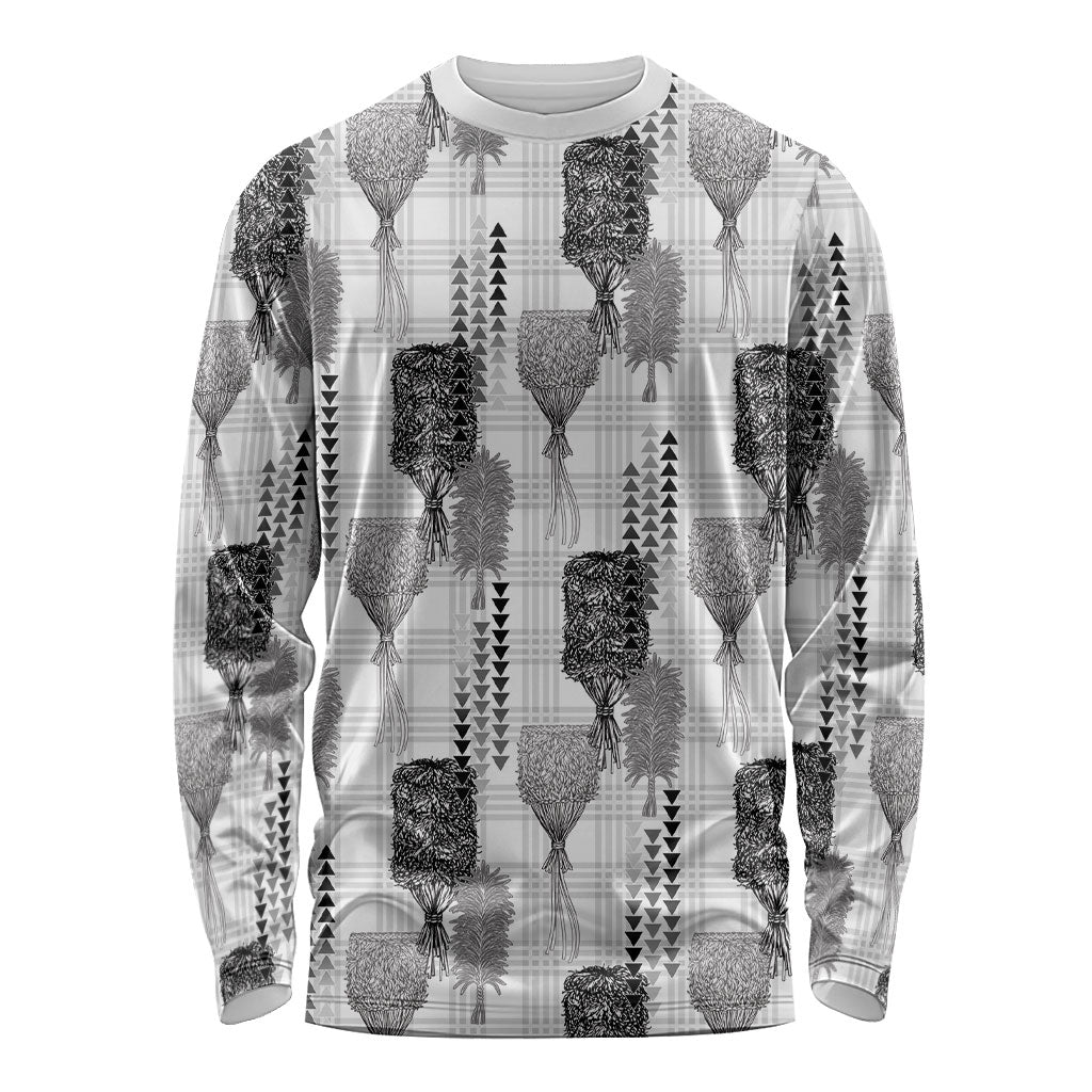 Aloha Hawaii Vintage Kahili Pa'a Lima Long Sleeve Shirt Palaka Print Hinahina