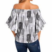 Aloha Hawaii Vintage Kahili Pa'a Lima Off Shoulder Wrap Waist Top Palaka Print Hinahina LT7 - Polynesian Pride