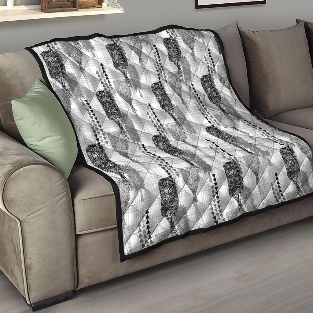 Aloha Hawaii Vintage Kahili Pa'a Lima Quilt Palaka Print Hinahina