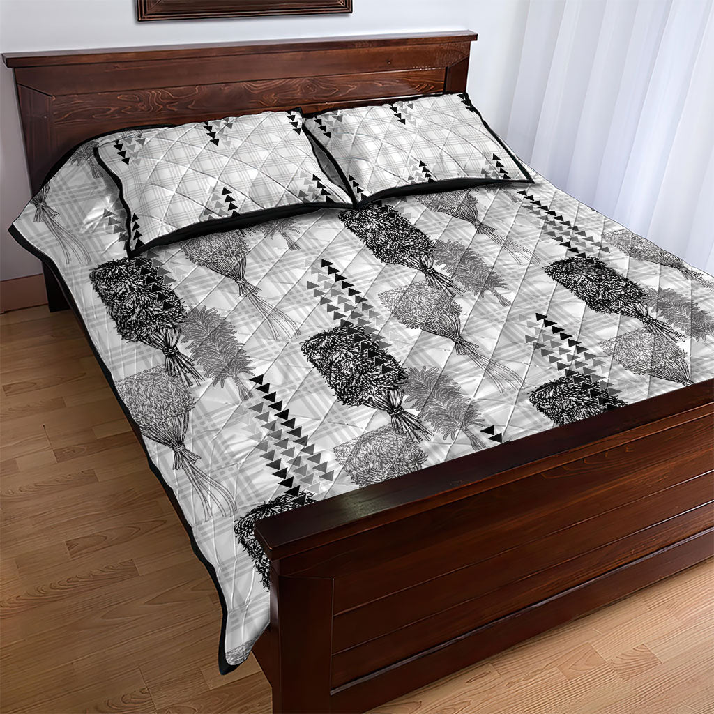 Aloha Hawaii Vintage Kahili Pa'a Lima Quilt Bed Set Palaka Print Hinahina