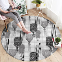 Aloha Hawaii Vintage Kahili Pa'a Lima Round Carpet Palaka Print Hinahina