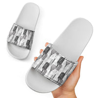 Aloha Hawaii Vintage Kahili Pa'a Lima Slide Sandals Palaka Print Hinahina