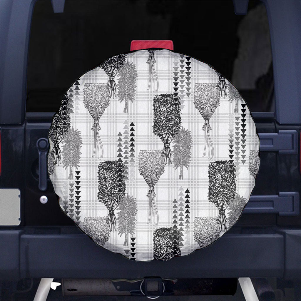 Aloha Hawaii Vintage Kahili Pa'a Lima Spare Tire Cover Palaka Print Hinahina