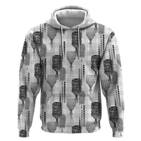 Aloha Hawaii Vintage Kahili Pa'a Lima Zip Hoodie Palaka Print Hinahina