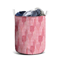 Aloha Hawaii Vintage Kahili Pa'a Lima Laundry Basket Palaka Print Berry Pink