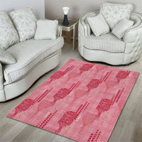 Aloha Hawaii Vintage Kahili Pa'a Lima Area Rug Palaka Print Berry Pink
