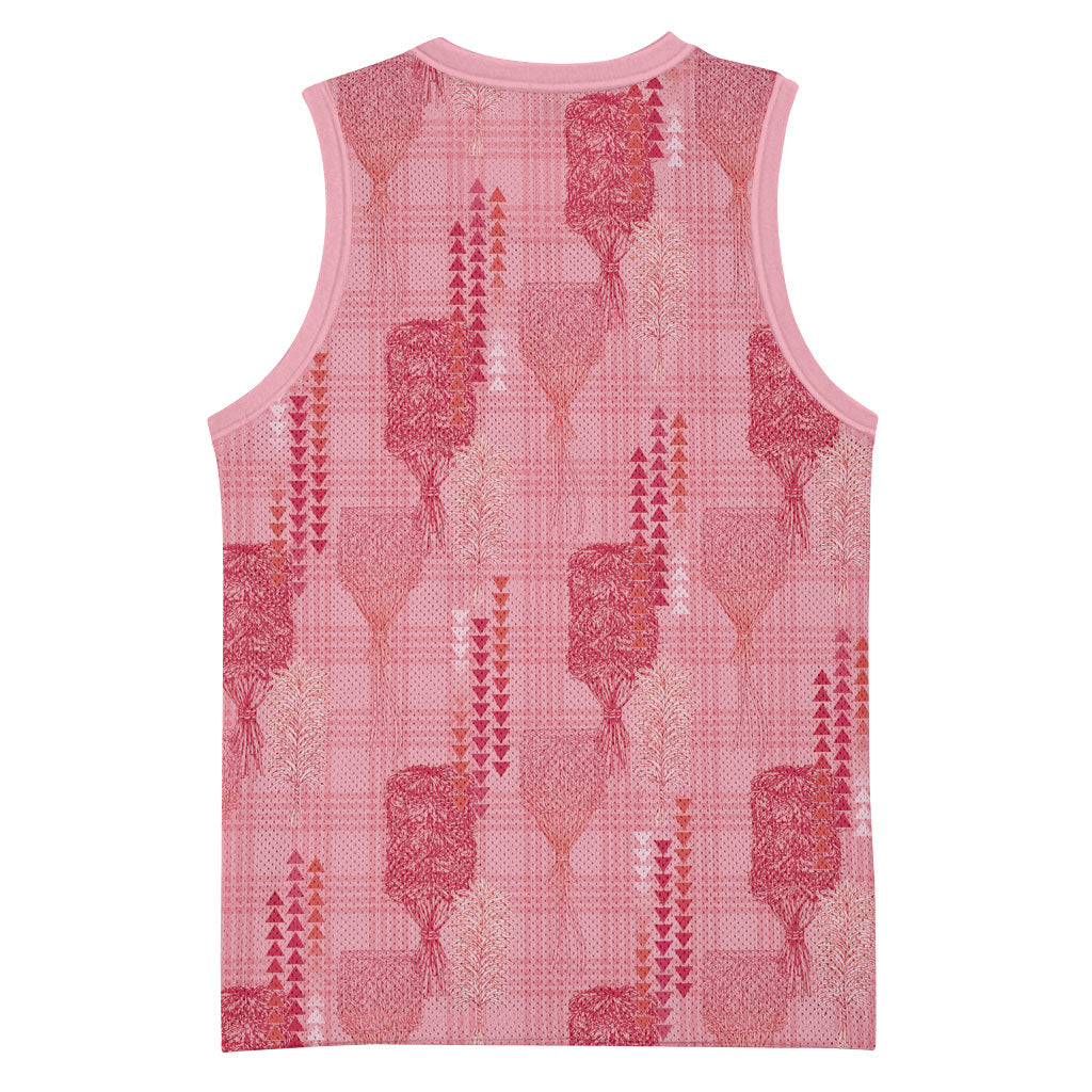 Aloha Hawaii Vintage Kahili Pa'a Lima Basketball Jersey Palaka Print Berry Pink