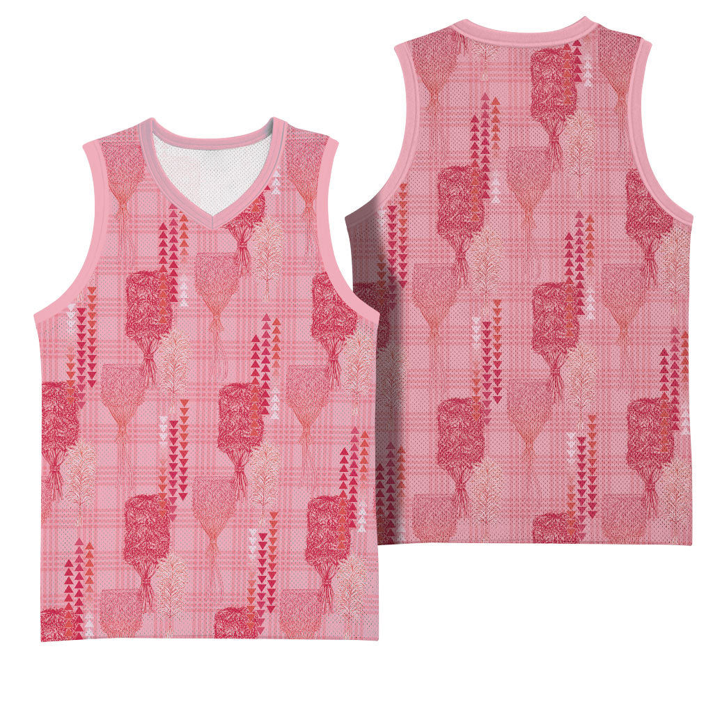 Aloha Hawaii Vintage Kahili Pa'a Lima Basketball Jersey Palaka Print Berry Pink