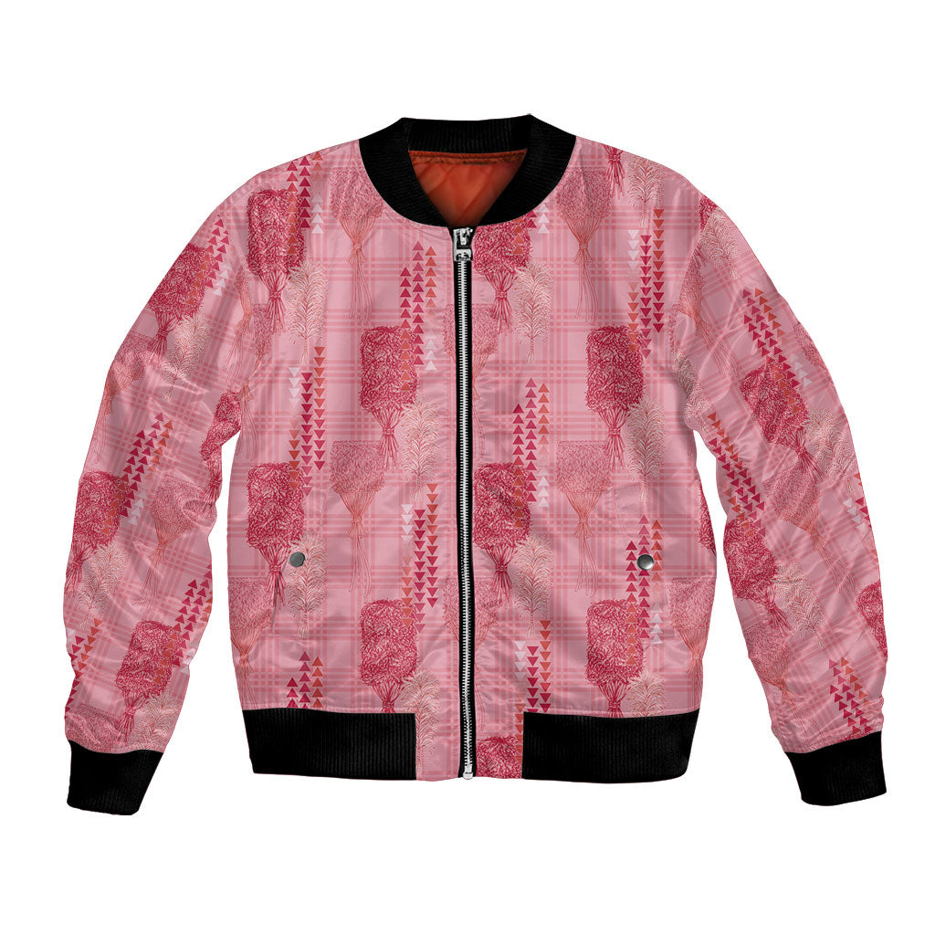 Aloha Hawaii Vintage Kahili Pa'a Lima Bomber Jacket Palaka Print Berry Pink