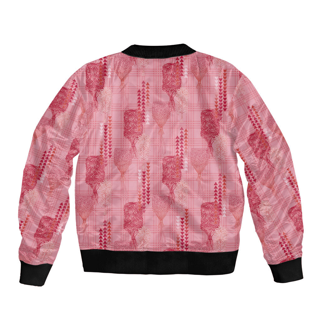Aloha Hawaii Vintage Kahili Pa'a Lima Bomber Jacket Palaka Print Berry Pink