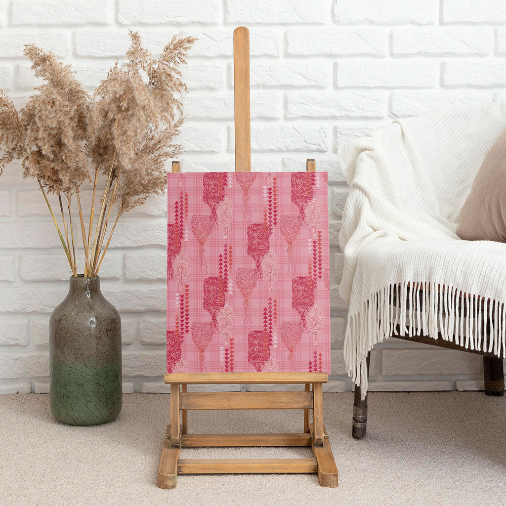 Aloha Hawaii Vintage Kahili Pa'a Lima Canvas Wall Art Palaka Print Berry Pink