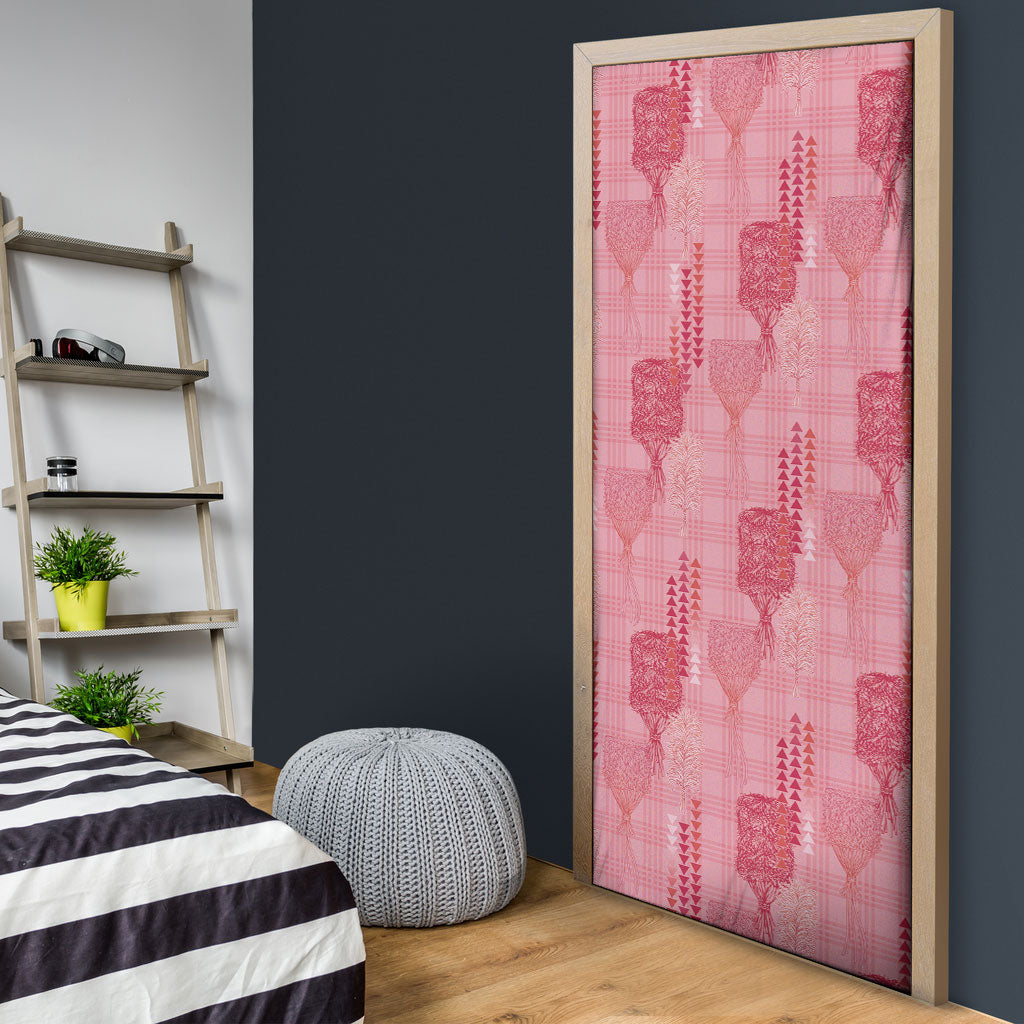 Aloha Hawaii Vintage Kahili Pa'a Lima Door Cover Palaka Print Berry Pink