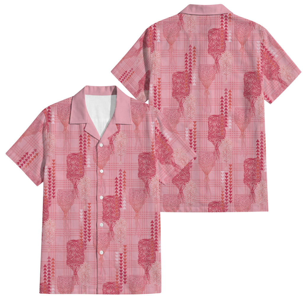 Aloha Hawaii Vintage Kahili Pa'a Lima Family Matching Long Sleeve Bodycon Dress and Hawaiian Shirt Palaka Print Berry Pink