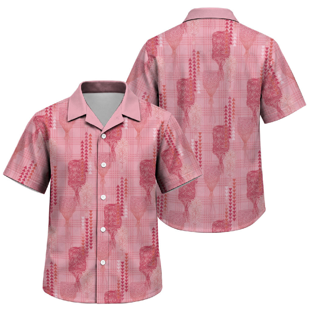 Aloha Hawaii Vintage Kahili Pa'a Lima Family Matching Mermaid Dress and Hawaiian Shirt Palaka Print Berry Pink