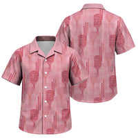 Aloha Hawaii Vintage Kahili Pa'a Lima Family Matching Off The Shoulder Long Sleeve Dress and Hawaiian Shirt Palaka Print Berry Pink