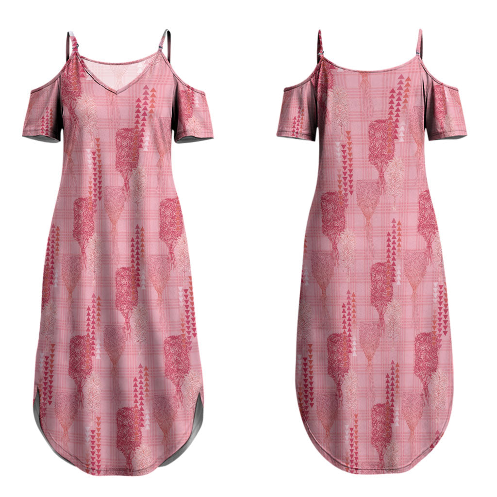 Aloha Hawaii Vintage Kahili Pa'a Lima Family Matching Summer Maxi Dress and Hawaiian Shirt Palaka Print Berry Pink