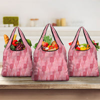 Aloha Hawaii Vintage Kahili Pa'a Lima Grocery Bag Palaka Print Berry Pink